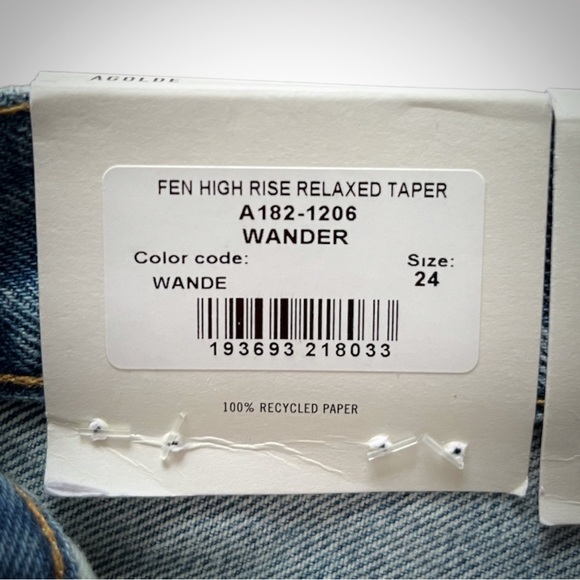 Agolde Fen High Rise Relaxed Taper Jeans in Wander - Size 24 - Picture 11 of 14